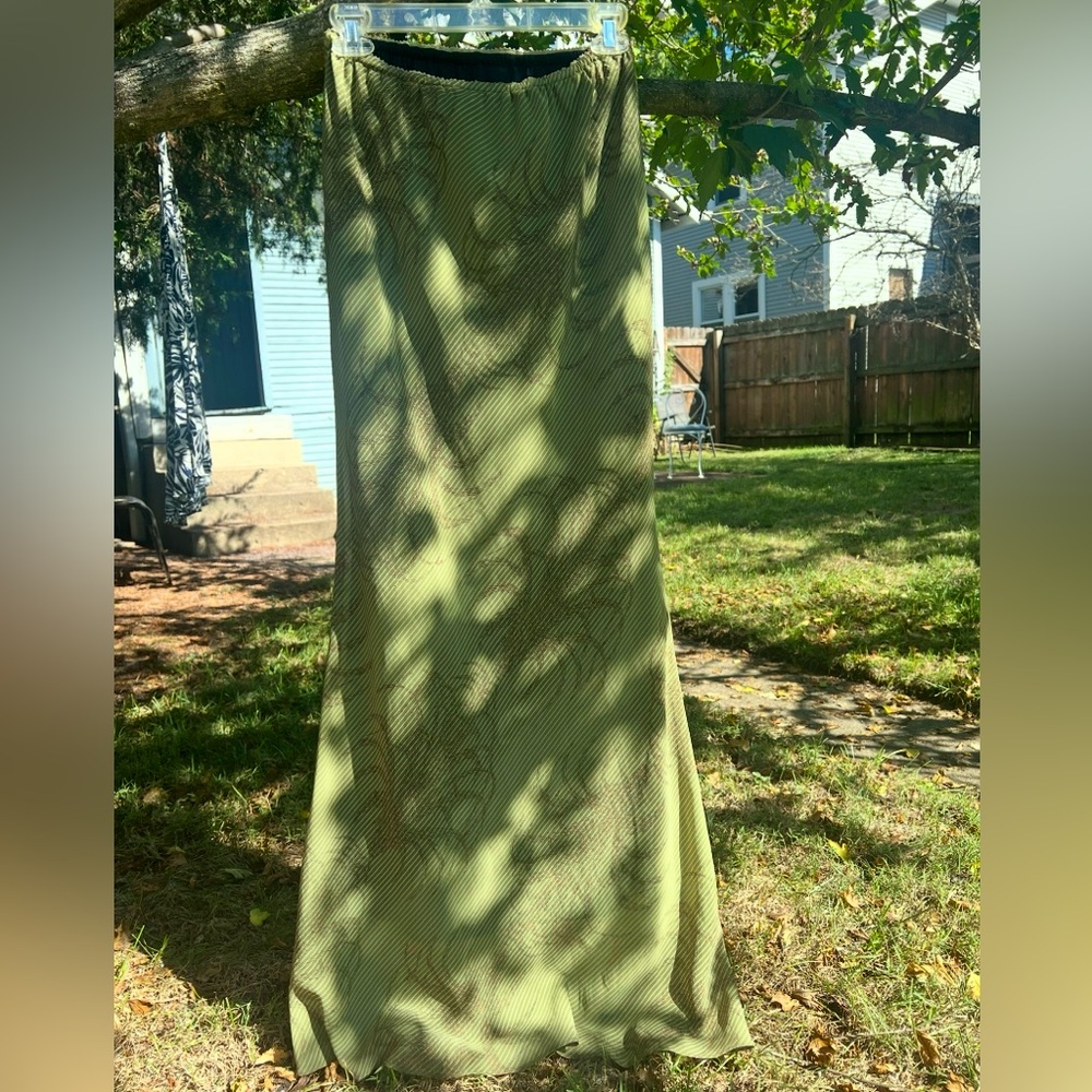Elegant Vintage Y2K maxi skirt slip lined cottage fishtail floral mermaid S M